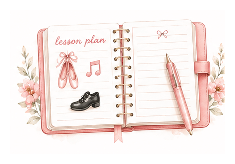 A Dance Techniques lesson planner with ballet and tap shoes